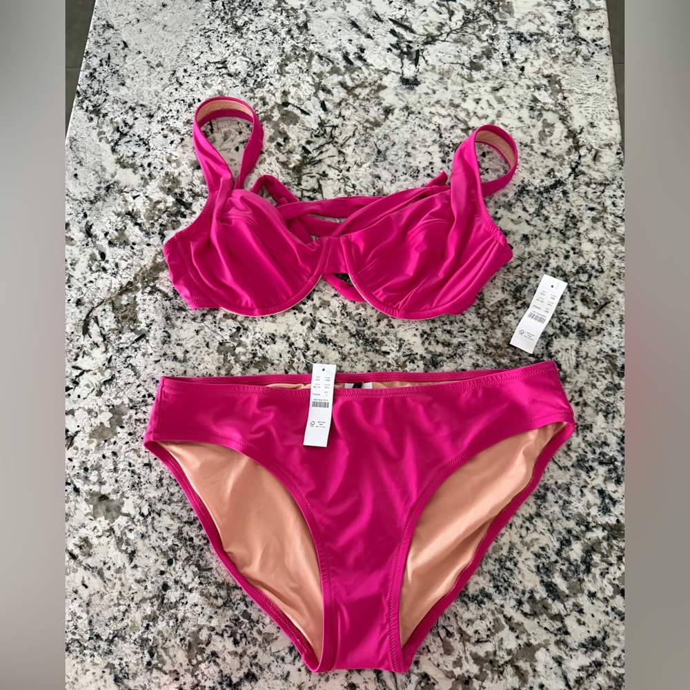 J. Crew Fuchsia Bikini Set 36D/Large